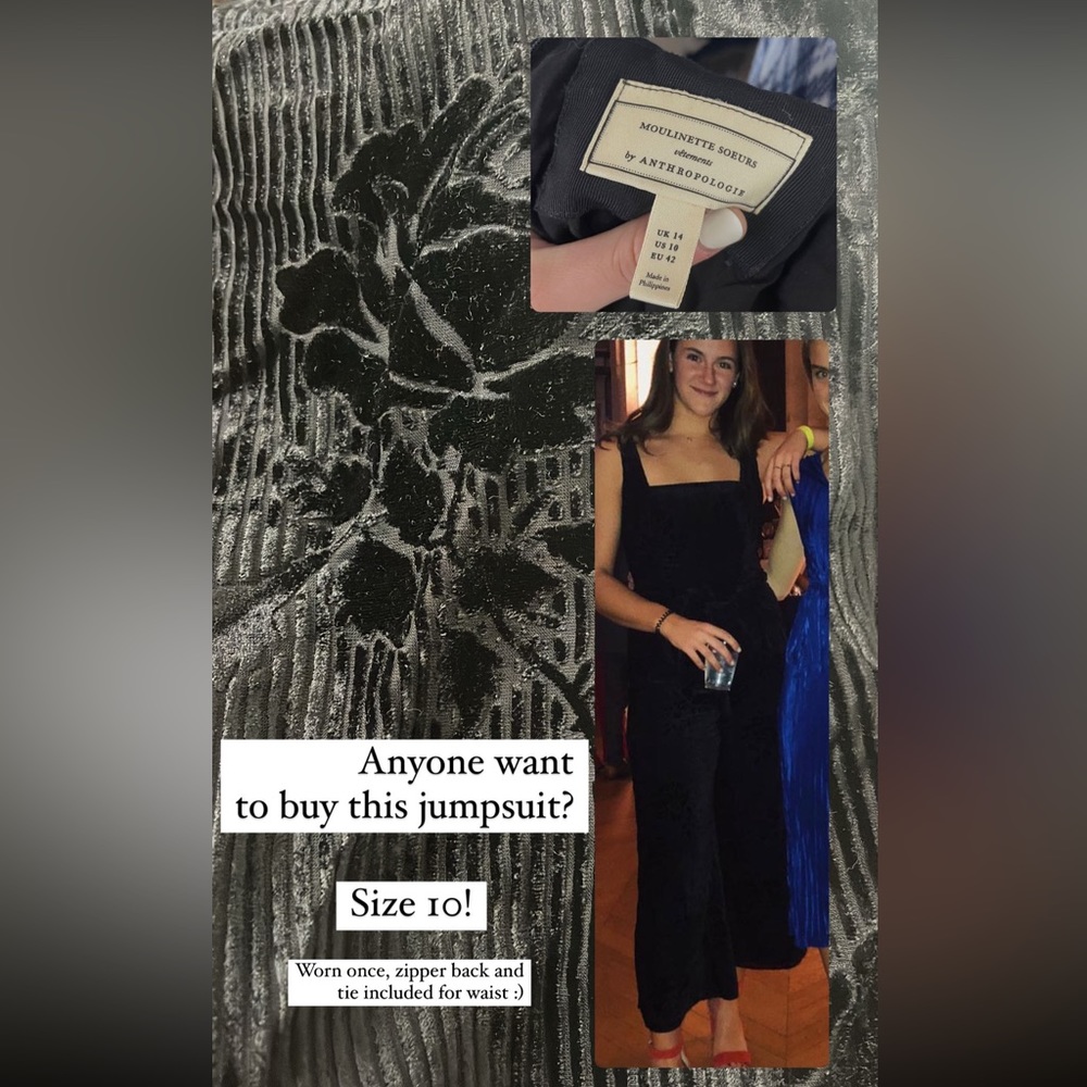Anthropologie velvet jumpsuit